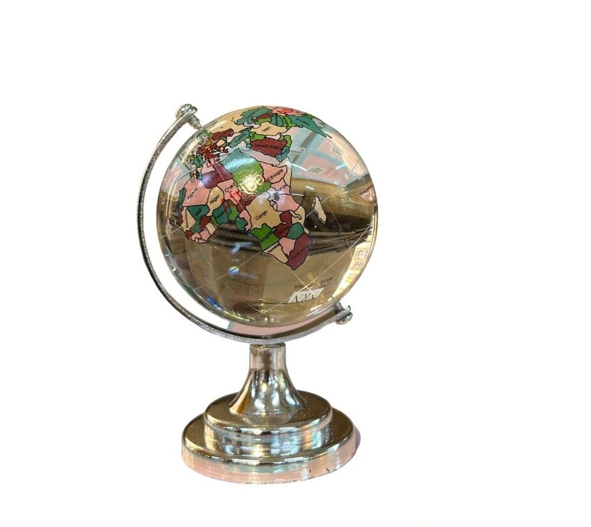 Dekoratif Dünya Cam Küre 6.5cm Gri Ayak