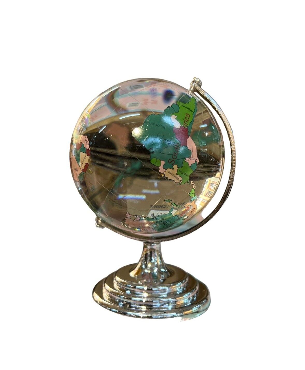 Dekoratif Dünya Cam Küre 8.5cm Gri Ayak