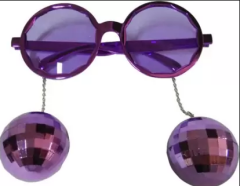 Mor Disko Topu Küpeli Parti Gözlüğü