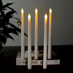 Pilli Şamdan Mum Beyaz 12 Adet 28 cm