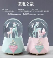 Geyik Temalı Işıklı Müzikli Püskürtmeli Büyük Boy Kar Küresi