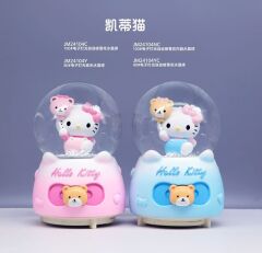 Hello Kity Tasarımlı Işıklı Müzikli Püskürtmeli Büyük Boy Kar Küresi