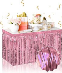 Kendinden Yapışkanlı Rose Gold Metalize Püsküllü Masa Eteği