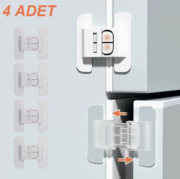 4 Adet Buzdolabı, Çekmece ve Dolap Kapağı Çocuk Kilidi