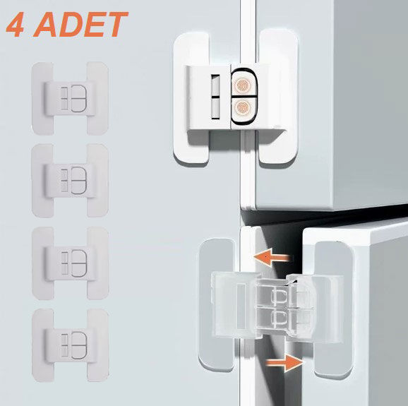 4 Adet Buzdolabı, Çekmece ve Dolap Kapağı Çocuk Kilidi