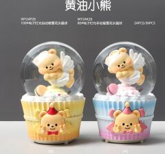 Melekli Ayıcık Işıklı Müzikli Püskürtmeli Büyük Boy Kar Küresi