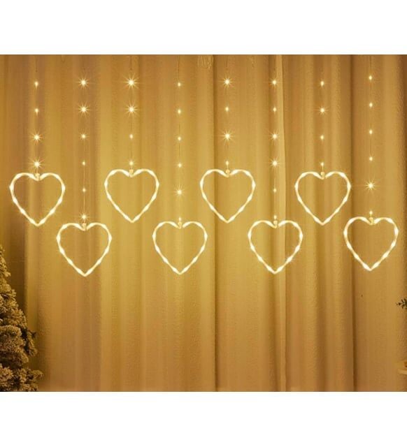 Kalpli Perde LED Işıklar, Sevgililer Günü Romantik LED Aydınlatma