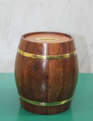 Pirinç Ahşap Fıçı Kumbara