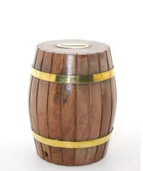 Pirinç Ahşap Fıçı Kumbara 12.5 Cm