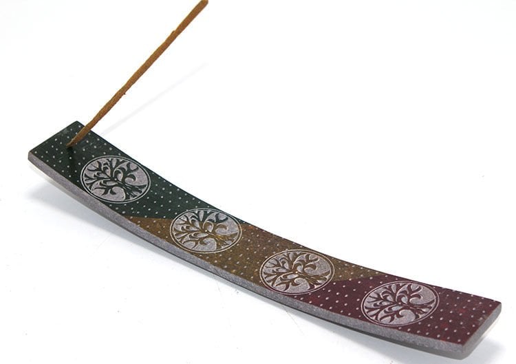 Obsidian Taşı Hayat Ağacı Tasarımlı Kayık Tütsülük