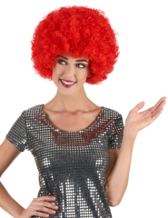 Kırmızı Renk Kıvırcık Afro Bonus Peruk
