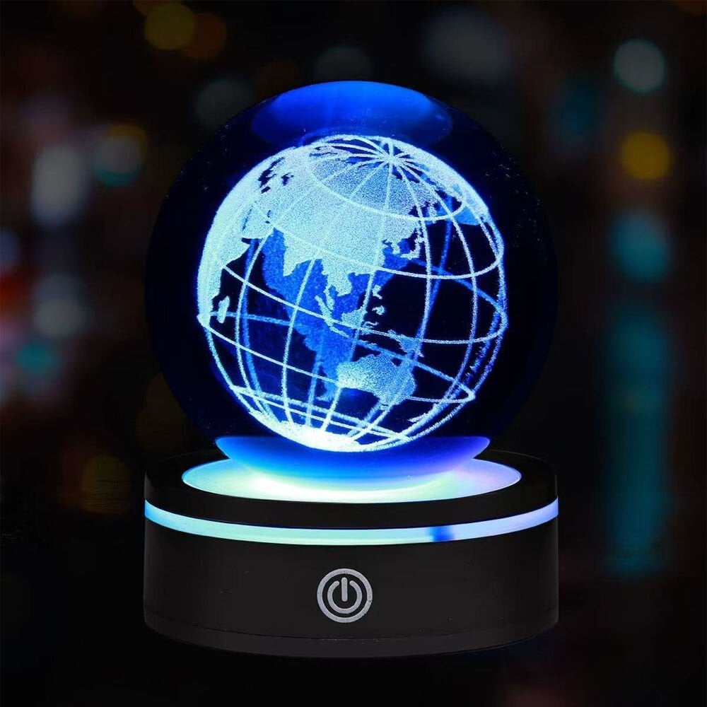 Dünya Tasarımlı Usb Dönen Cam Küre