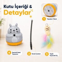 Kedi Şekilli Dönen Peluş Balıklı Olta Oyuncağı