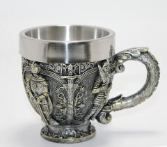 Şövalye Kabartmalı Paslanmaz Çelik Kupa Bardak