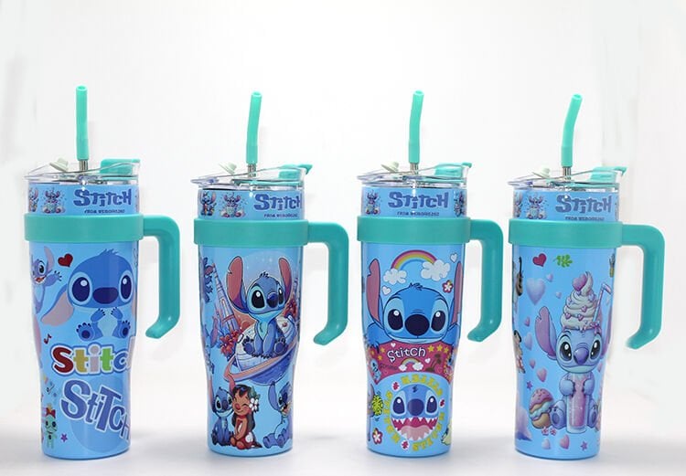 Sevimli Stitch Pipetli Termos Suluk