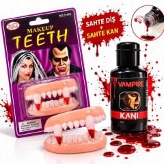 Vampir Takma Diş ve Tiyatro Kanı Seti – 2 Parça