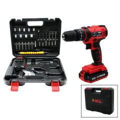 Kırmızı Renk Şarjlı Matkap Seti - 1350 RPM - Çantalı - 24W