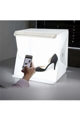 20 x 20 CM Profesyonel Stüdyo Led Işıklı Çift Sıra Ürün Fotoğraf Çekim Çadırı