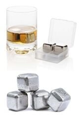 4'lü Çelik Metal Kaplama Viski Taşı Soğutma Buz Küpü