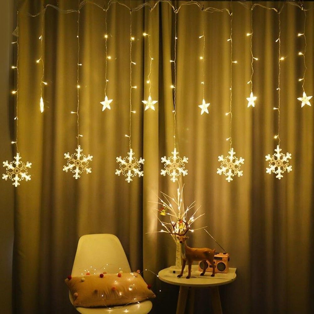 Kar Tanesi Perde Led Işıklar Yılbaşı