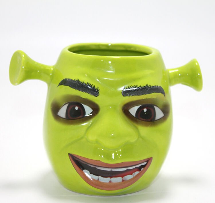3D Shrek Tasarımı Porselen Kupa Bardak