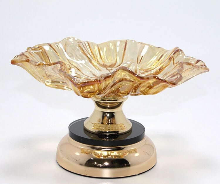 Gold Detaylı Ayaklı Dekoratif Cam Sunumluk
