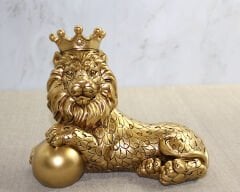 Polyester Dekoratif Taçlı Aslan Figürü