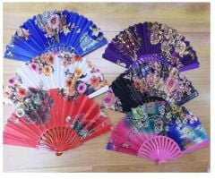 Yelpaze Plastik Çiçekli Karışık Renk 12 Adet