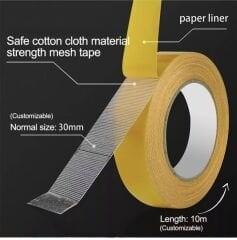 Geniş 10 Metre * 3 Cm Çift taraflı Süper Güçlü Yapışkan Yapıştırıcı Bant Isıya Dayanıklı
