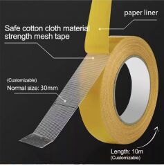 Geniş 10 Metre * 3 Cm Çift taraflı Süper Güçlü Yapışkan Yapıştırıcı Bant Isıya Dayanıklı