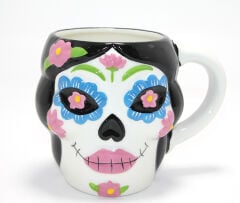 Day Of The Dead Şeker Kurukafa Tasarımlı 3D Seramik Kupa Bardak Alk4893
