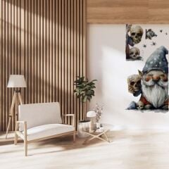 Gotik Cüce ve Kafatası Halloween Duvar Sticker Seti