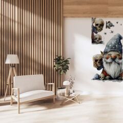 Gotik Cüce ve Kafatası Halloween Duvar Sticker Seti