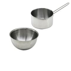 2 Parça Sütlük ve Sosluk Seti - 14 cm ve 17 cm - Paslanmaz Çelik