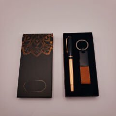 Toptan Deri Anahtarlık ve Bakır Roller Kalem Seti