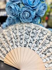 Bambu Dantelli Yelpaze beyaz