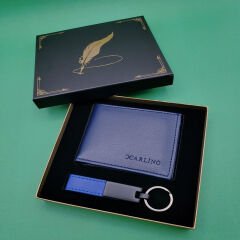 Toptan Mavi Cüzdan Anahtarlık Set