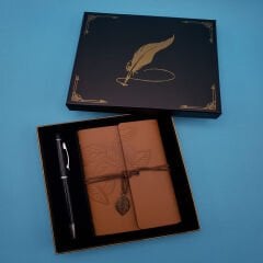 Toptan Taba Deri Defter ve Kalem Set