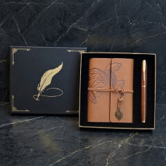 Toptan Taba Deri Defter ve Kalem Set