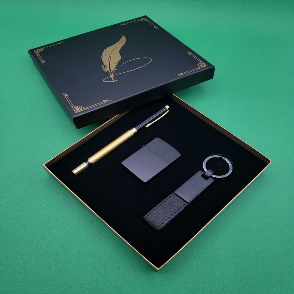 Toptan Roller Kalem Deri Anahtarlık Çakmak Seti