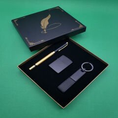 Toptan Roller Kalem Deri Anahtarlık Çakmak Seti