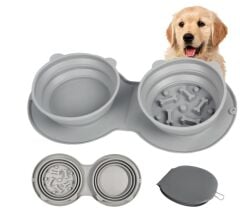 Mikopet Katlanabilir İkili Mama ve Su Kabı