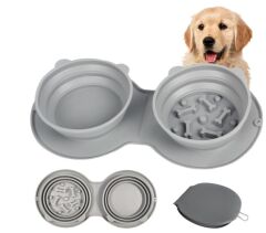 Mikopet Katlanabilir İkili Mama ve Su Kabı