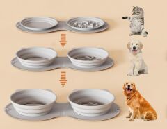 Mikopet Katlanabilir İkili Mama ve Su Kabı