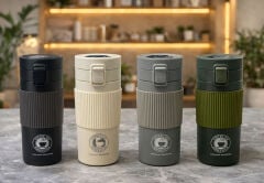 350 Ml Paslanmaz Çelik Termos Dereceli Mug - Sızdırmaz Kapaklı Çift Katmanlı Dereceli Termos  Alk4626