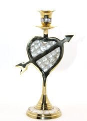 Pirinç Sedefli Tekli Şamdan 20 cm