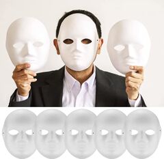 Beyaz Renk Boyanabilir Anonim Tam Yüz Cosplay Maske 24x18 cm