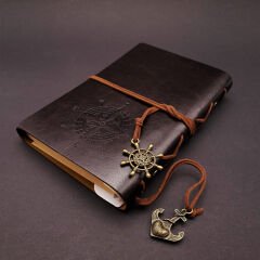 Toptan Siyah Deri Pusula Defter