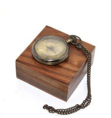 Ahşap Kutulu Pirinç Köstekli Saat Model 11
