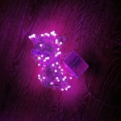 10 Metre 100 Led Damla Uçlu Pembe Işık Şeffaf Kablo